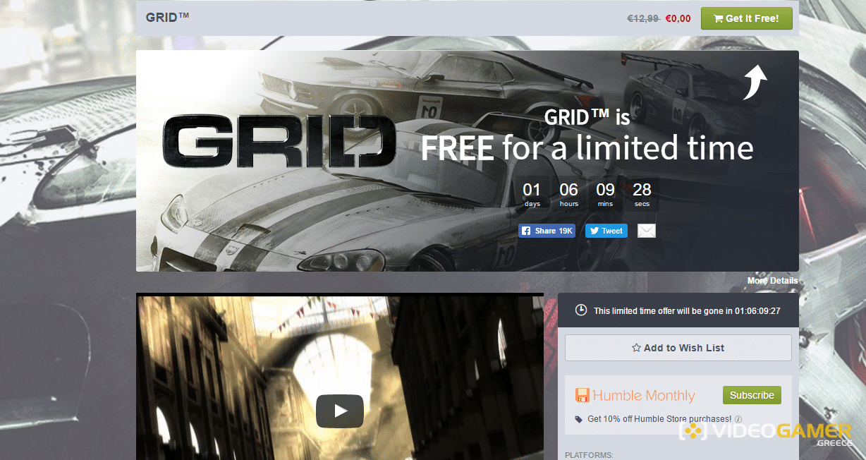 ΔΩΡΕΑΝ το GRID της Codemasters μέσω του Humble Store! - videogamer.gr